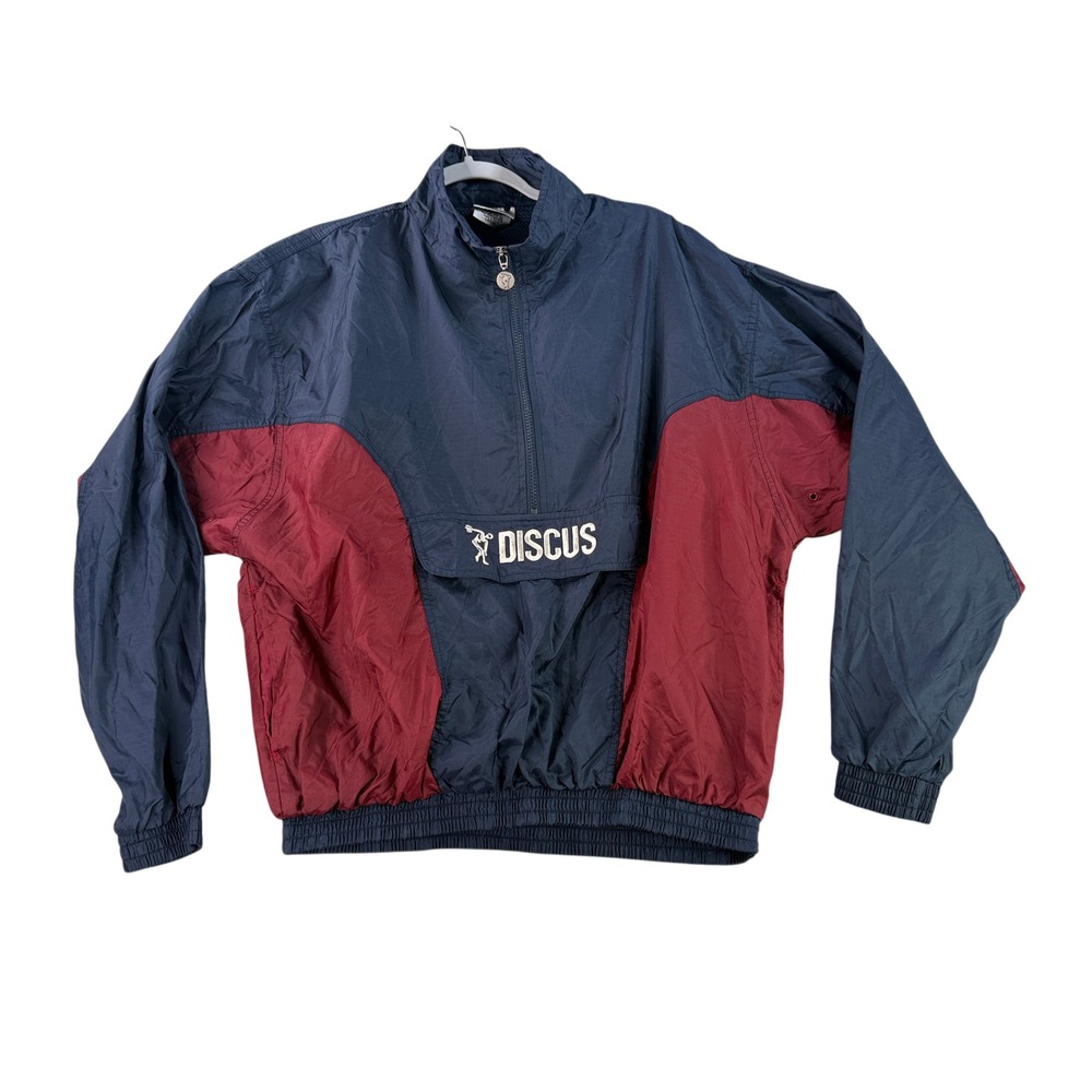 Vintage Discus Athletic Jacket Mens Large 1/4 Zip Nylon Windbreaker Pullover 90s
